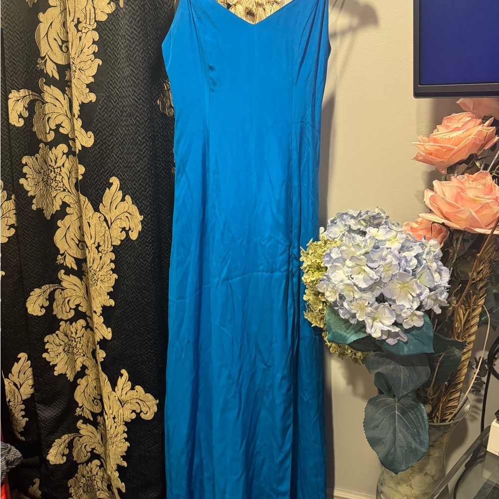 Amanda Uprichard Blue Silk Maxi Dress - Size S - Picture 4 of 14